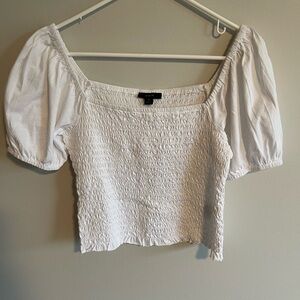 J. Crew White Puff Sleeve Top